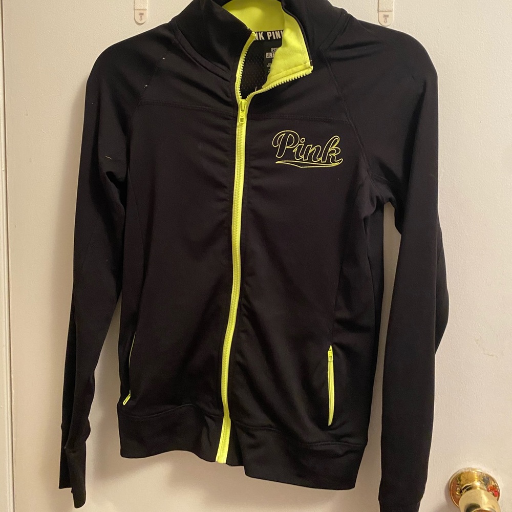 PINK ZIP UP  track jacket with finger holes!